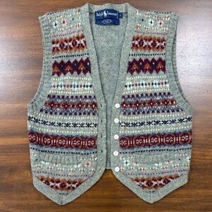 Ralph Lauren Gray Patterned Sweater Vest